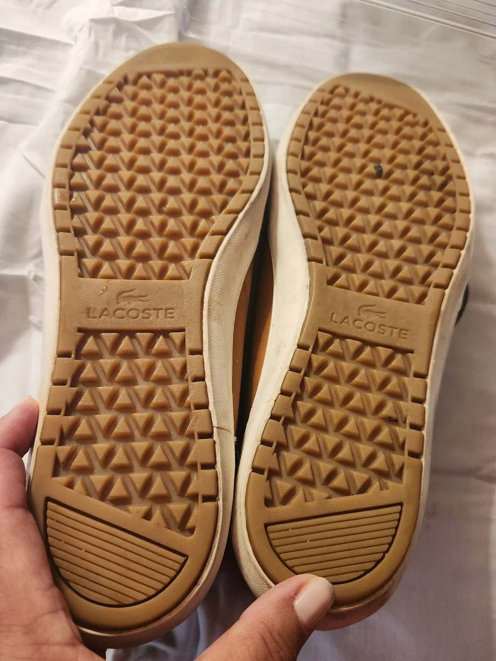 Lacoste Men’s Tan Chukka Boots with Black Collar and White Sole 8.5
